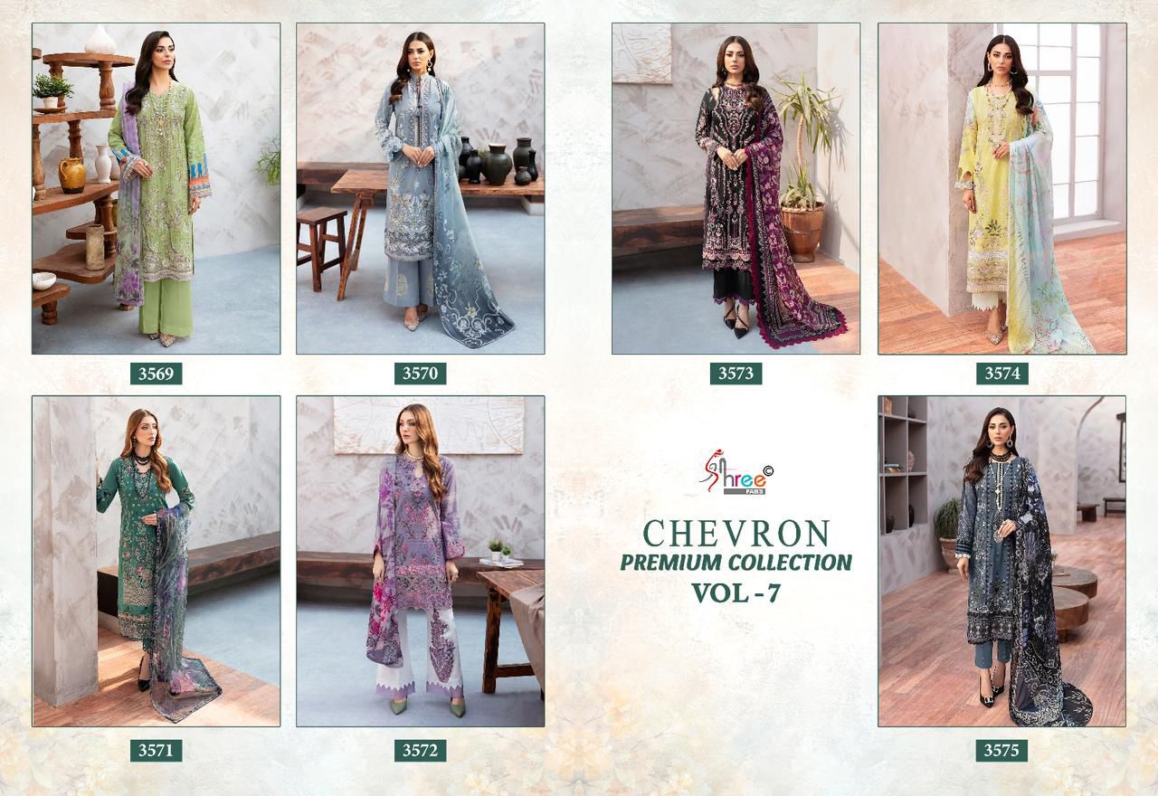 Chevron Premium Collection Vol 7 Shree Fabs Pure Cotton Pakistani Patch Work Suits Supplier India
