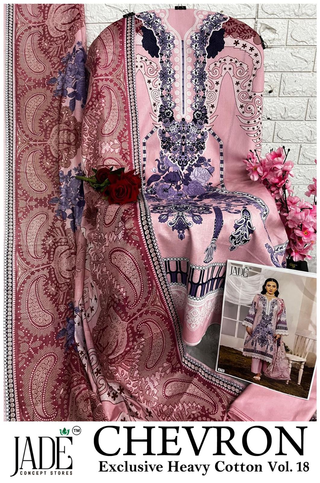 Chevron Vol 18 Jade Mix Cotton Karachi Salwar Suits Wholesaler India