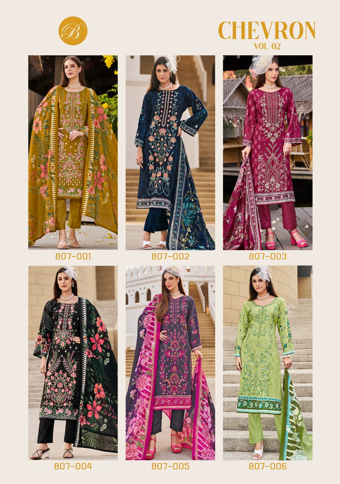 Chevron Vol 2 Belliza Designer Studio Cotton Karachi Salwar Suits Exporter Gujarat