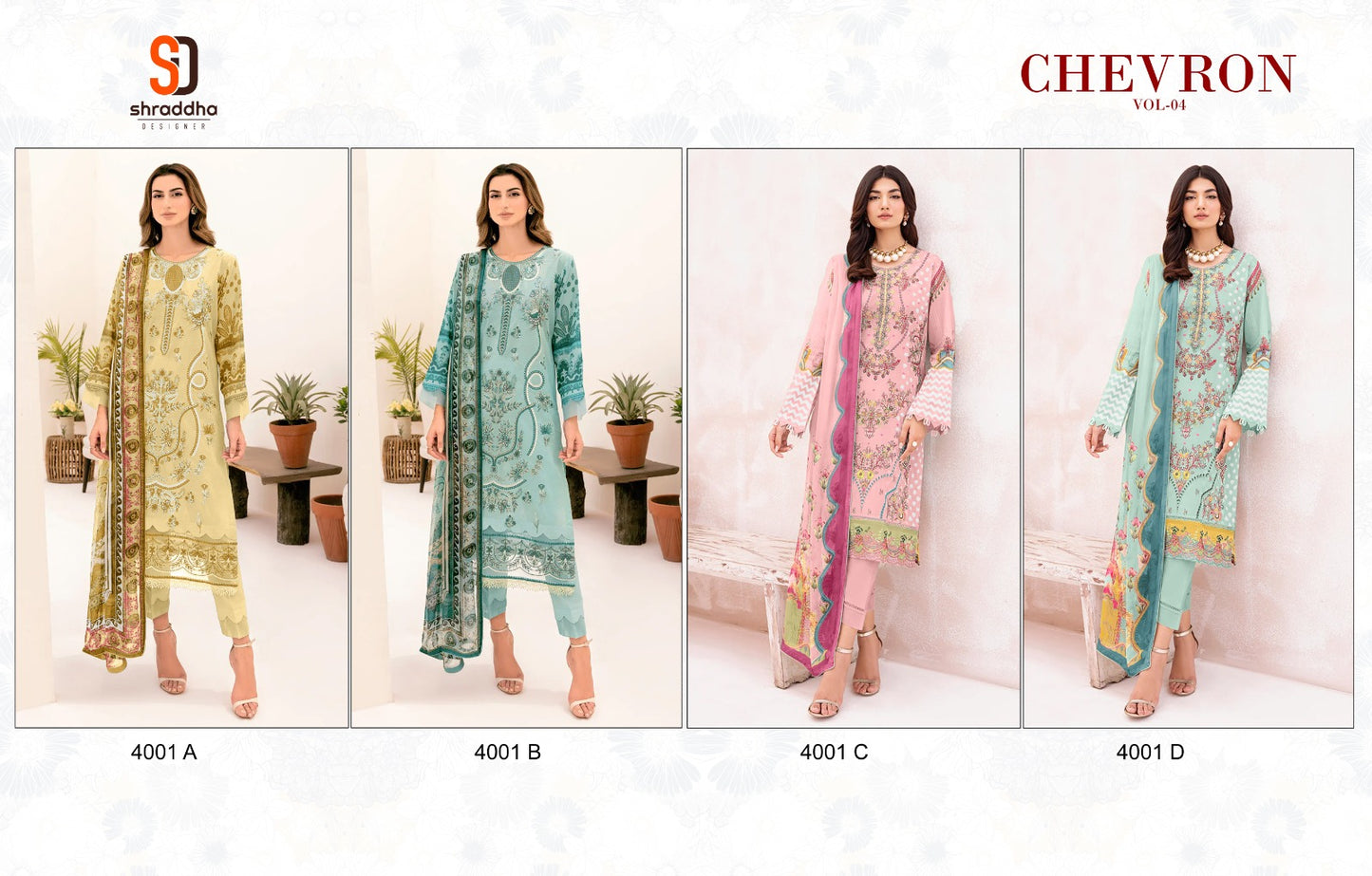 Chevron Vol 4 4001 Shraddha Designer Cotton Pakistani Patch Work Suits Exporter