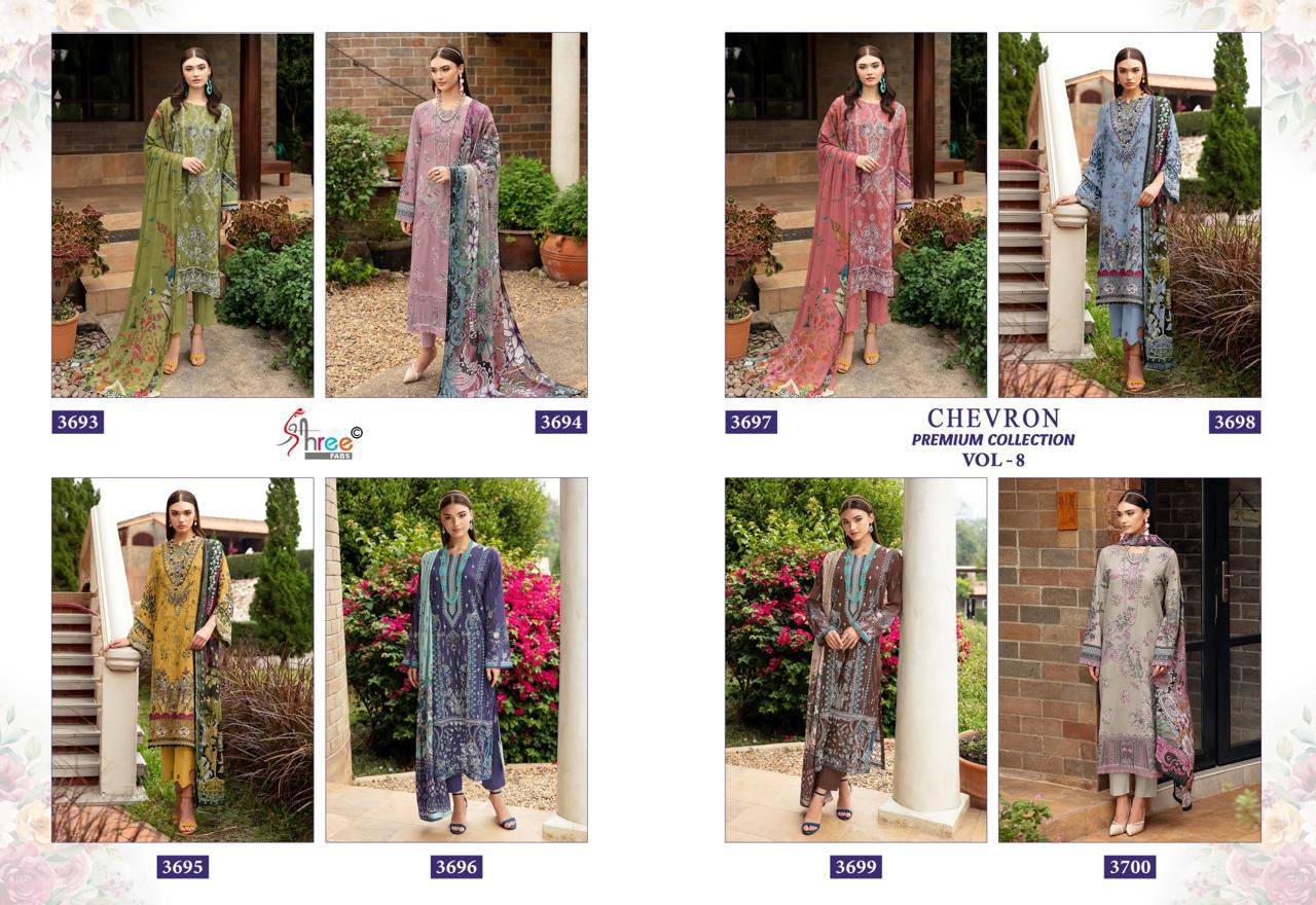 Chevron Vol 8 Premium Collection Shree Fabs Cotton Pakistani Patch Work Suits Exporter