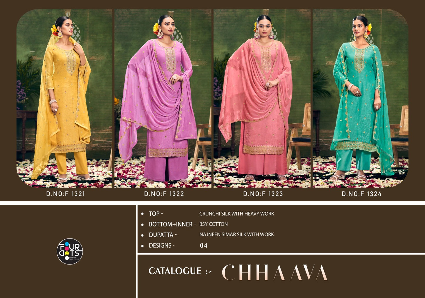 Chhaava Four Dots Silk Pant Style Suits Wholesaler India