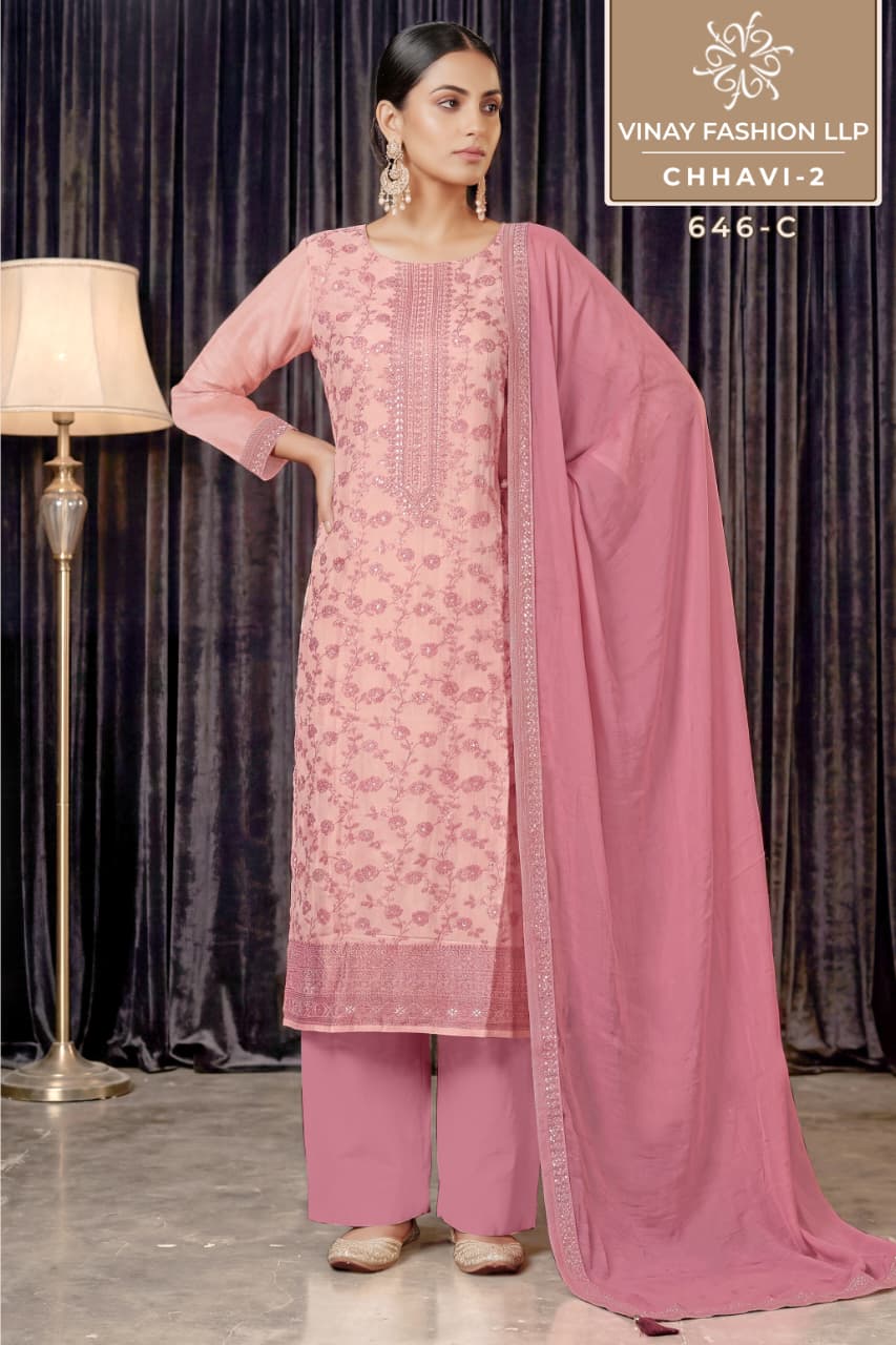 Chhavi 2 Kuleesh Vinay Fashion Llp Viscose Muslin Pant Style Suits Wholesale Rate
