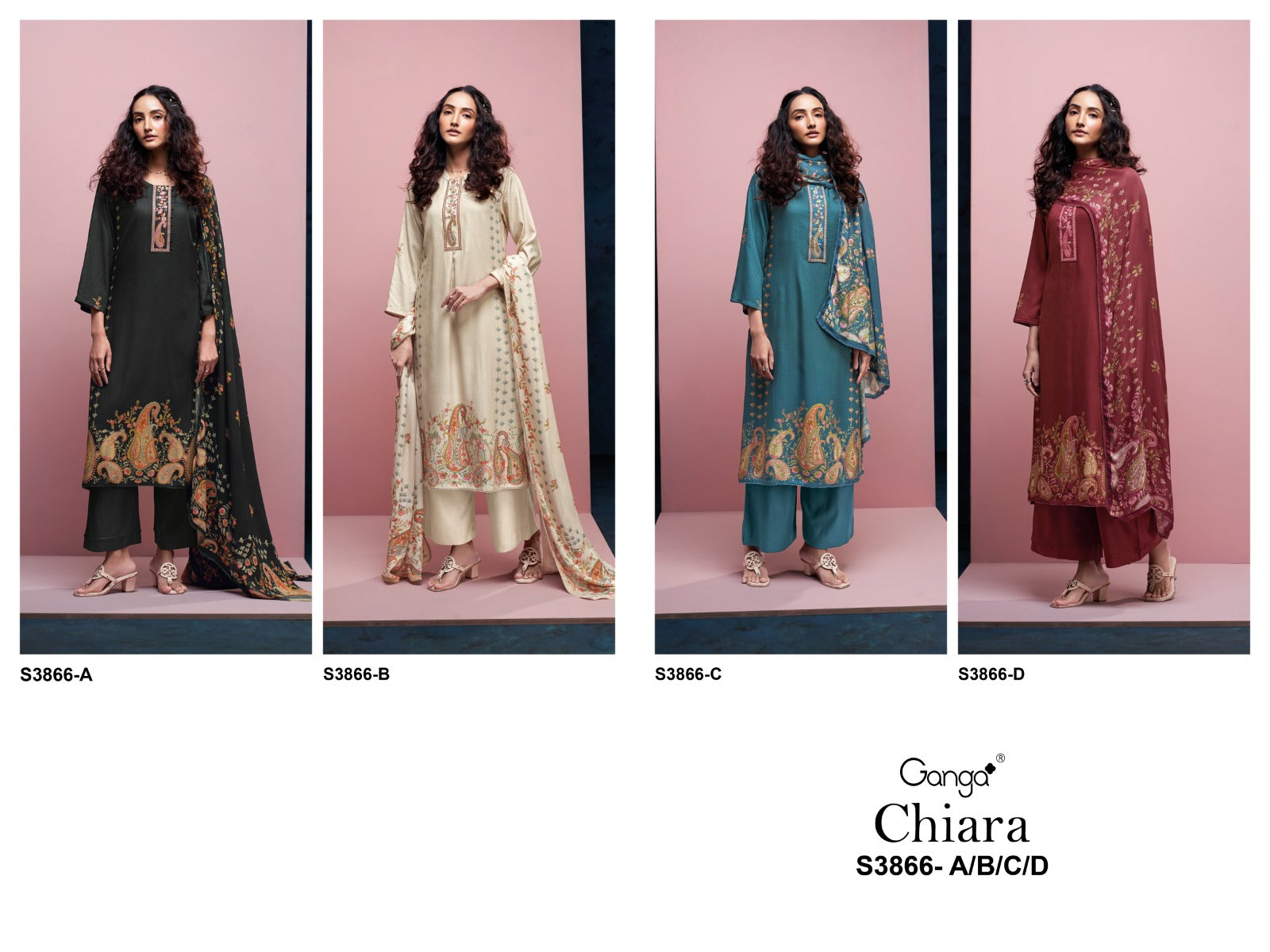 Chiara 3866 Ganga Pashmina Suits Exporter Gujarat – Kavya Style Plus