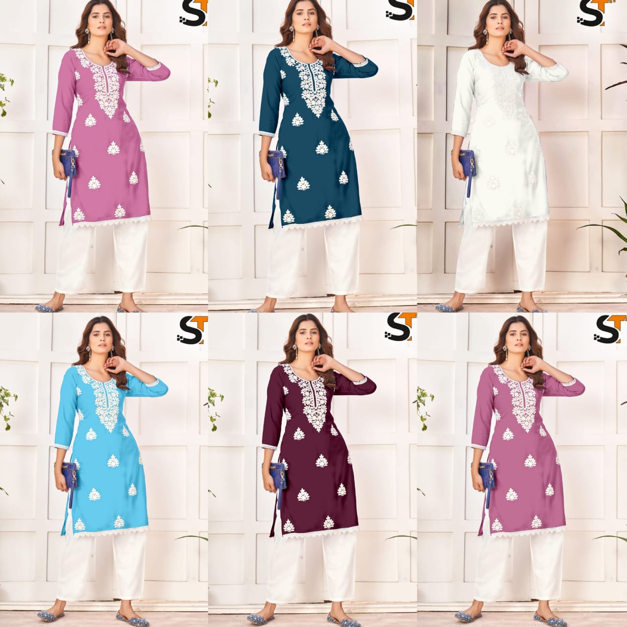 Chikan 2903 Salas Rayon Kurti Pant Set