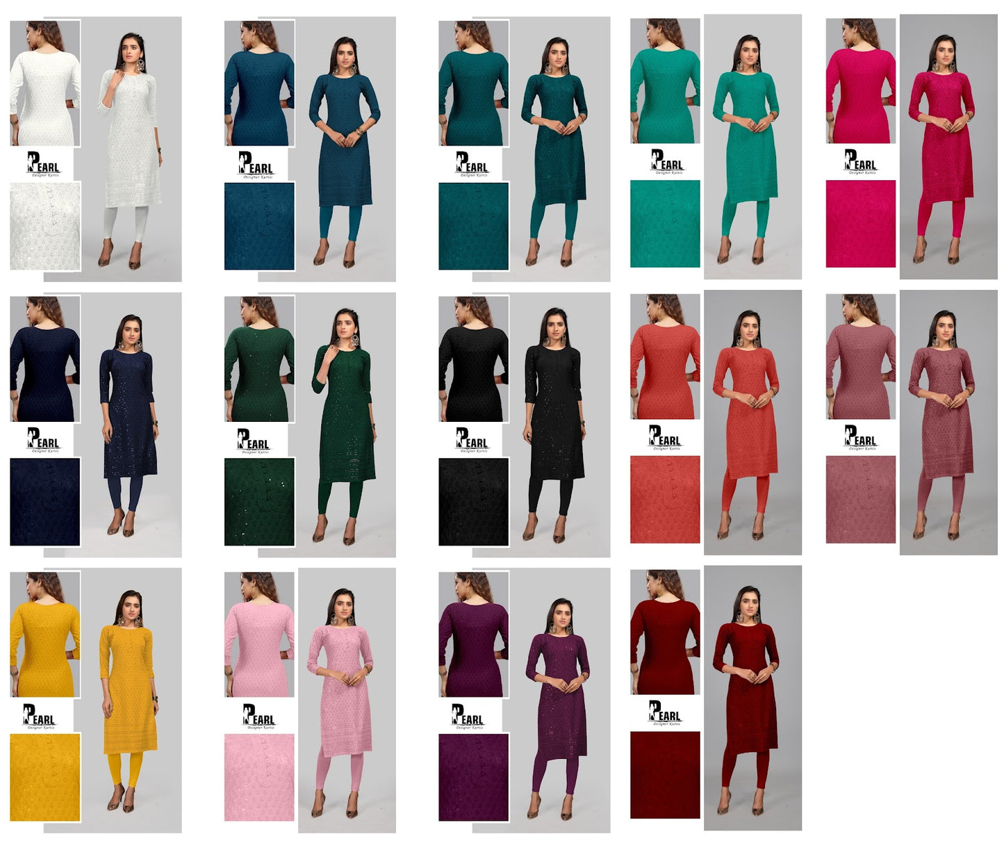 Chikankari Pearl Premnath Rayon Long Straight Kurti Manufacturer Ahmedabad