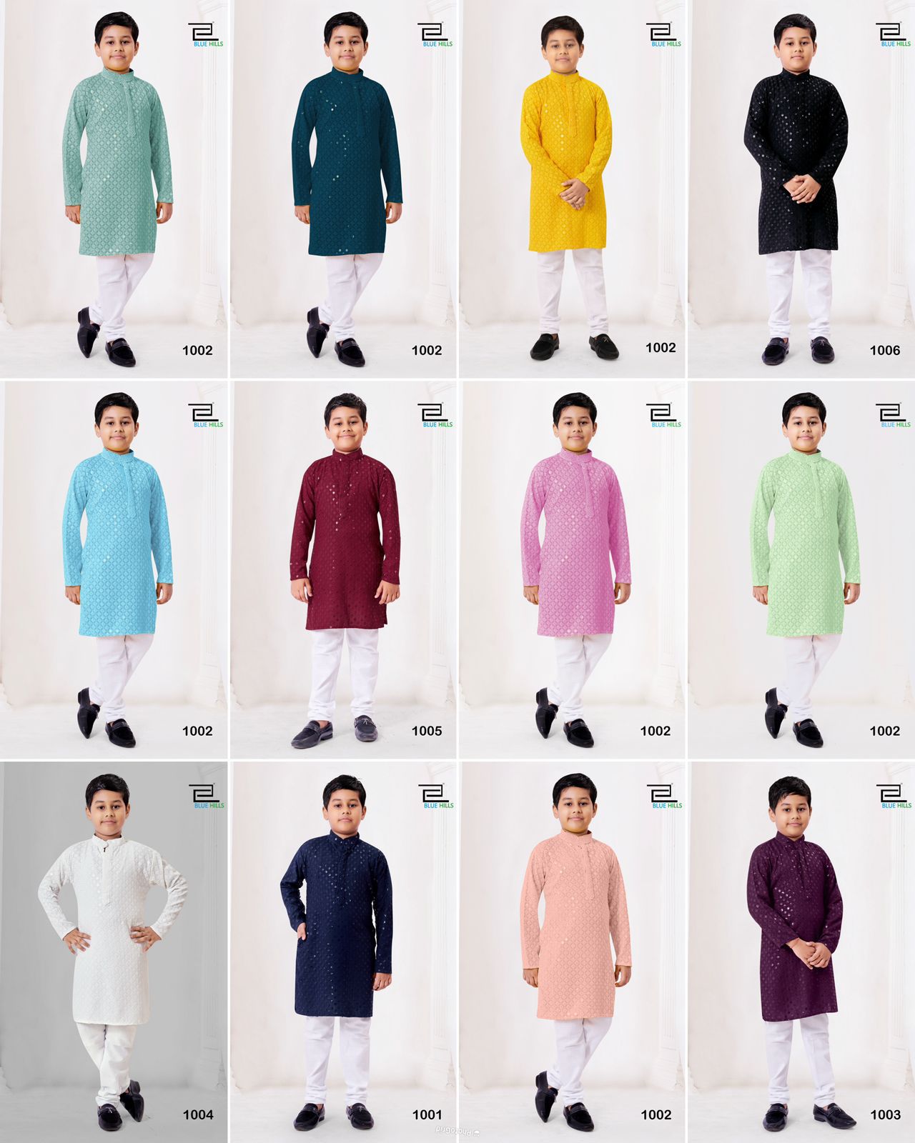 Chikankari Prince Bluehills Heavy Rayon Boys Kurta Pyjama