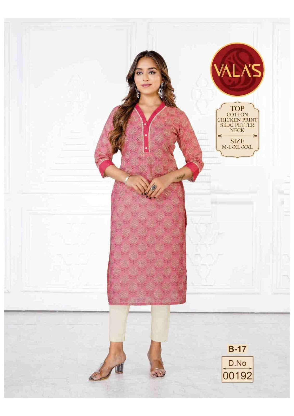 Chiken Print Valas Knee Length Kurtis Wholesale Rate