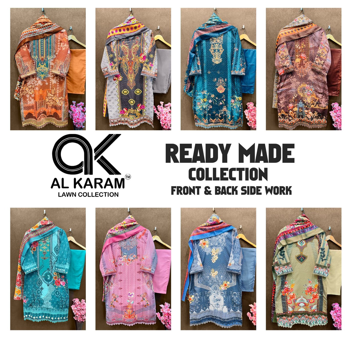 Chikenkari Al Karam Lawn Pakistani Readymade Suits Supplier India