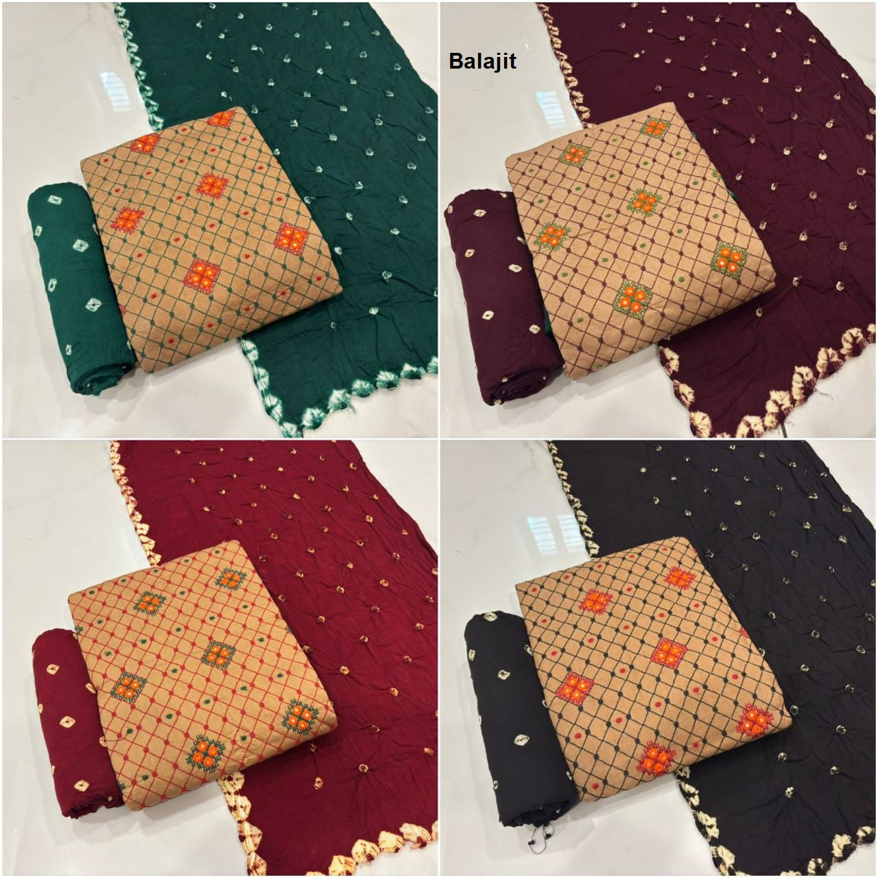 Chiku Work 200625 Balajit Cotton Sartin Salwar Suits Exporter India