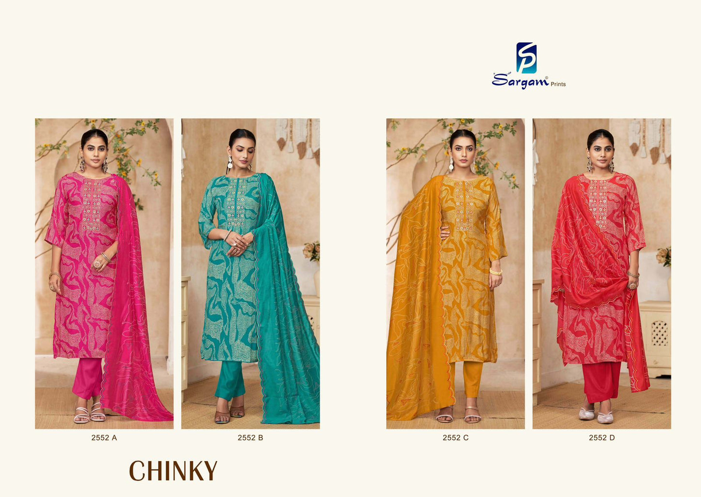 Chinky 2552 Sargam Prints Bemberg Muslin Pant Style Suits Wholesale Price