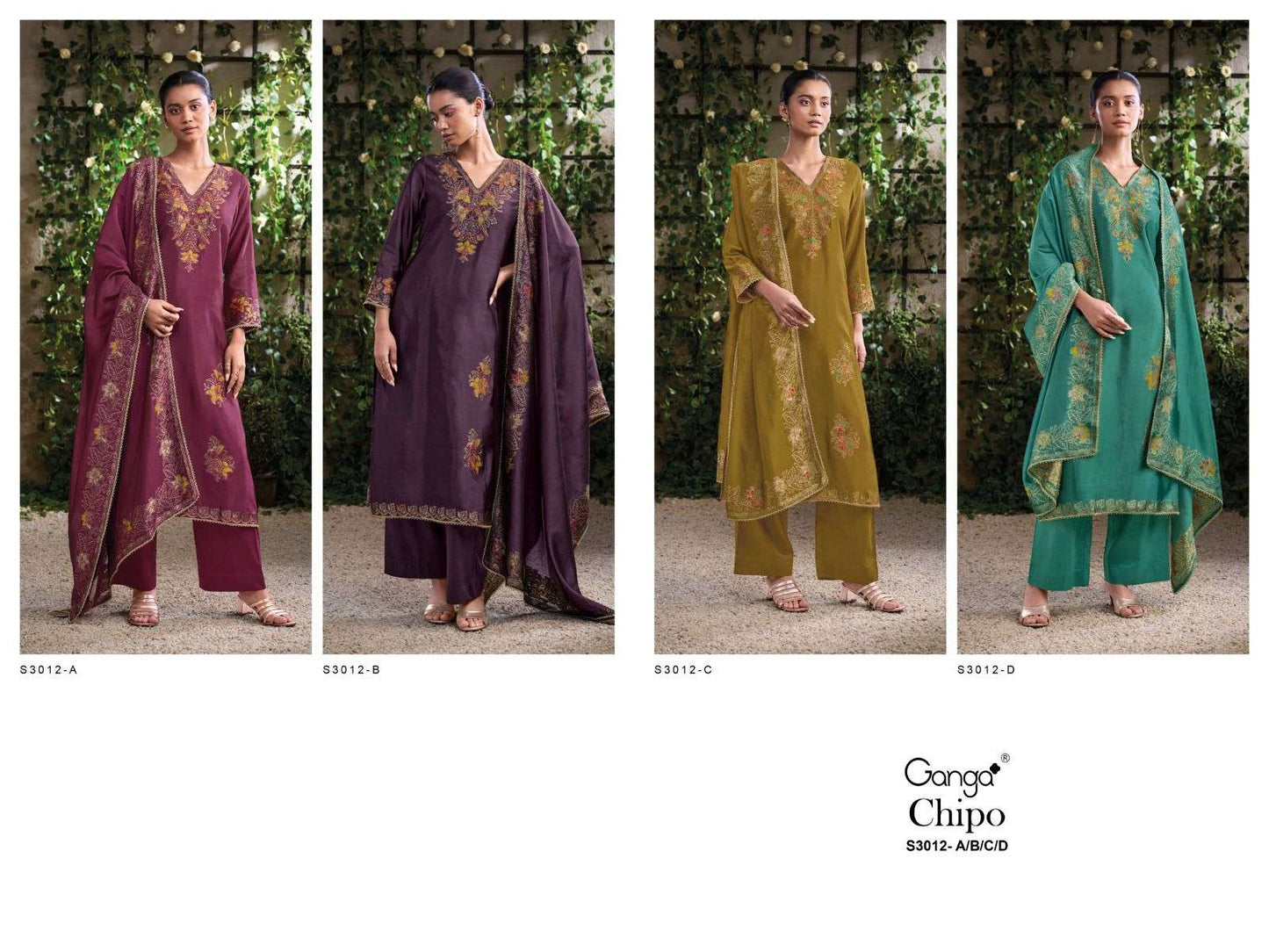 Chipo S3012 Ganga Pure Viscose Plazzo Style Suits Manufacturer India
