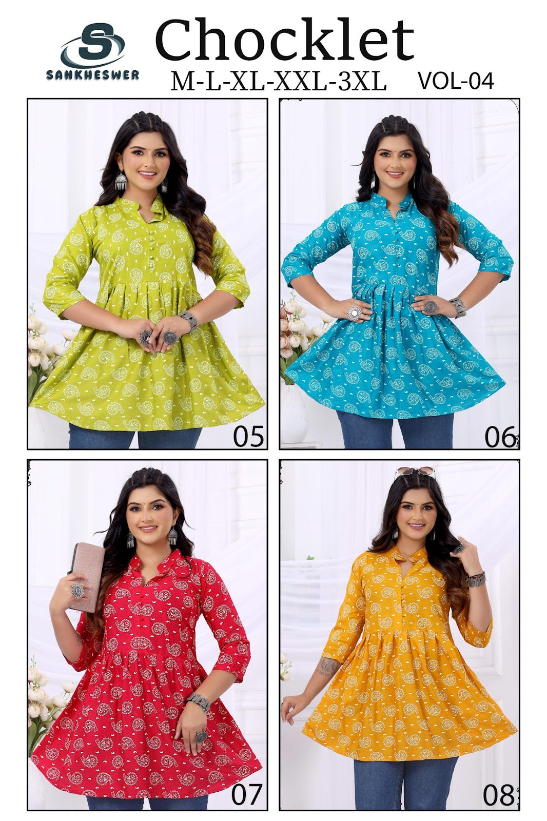 Chocklet Vol 4 Sankheswer Reyon Fancy Tops Wholesale Rate