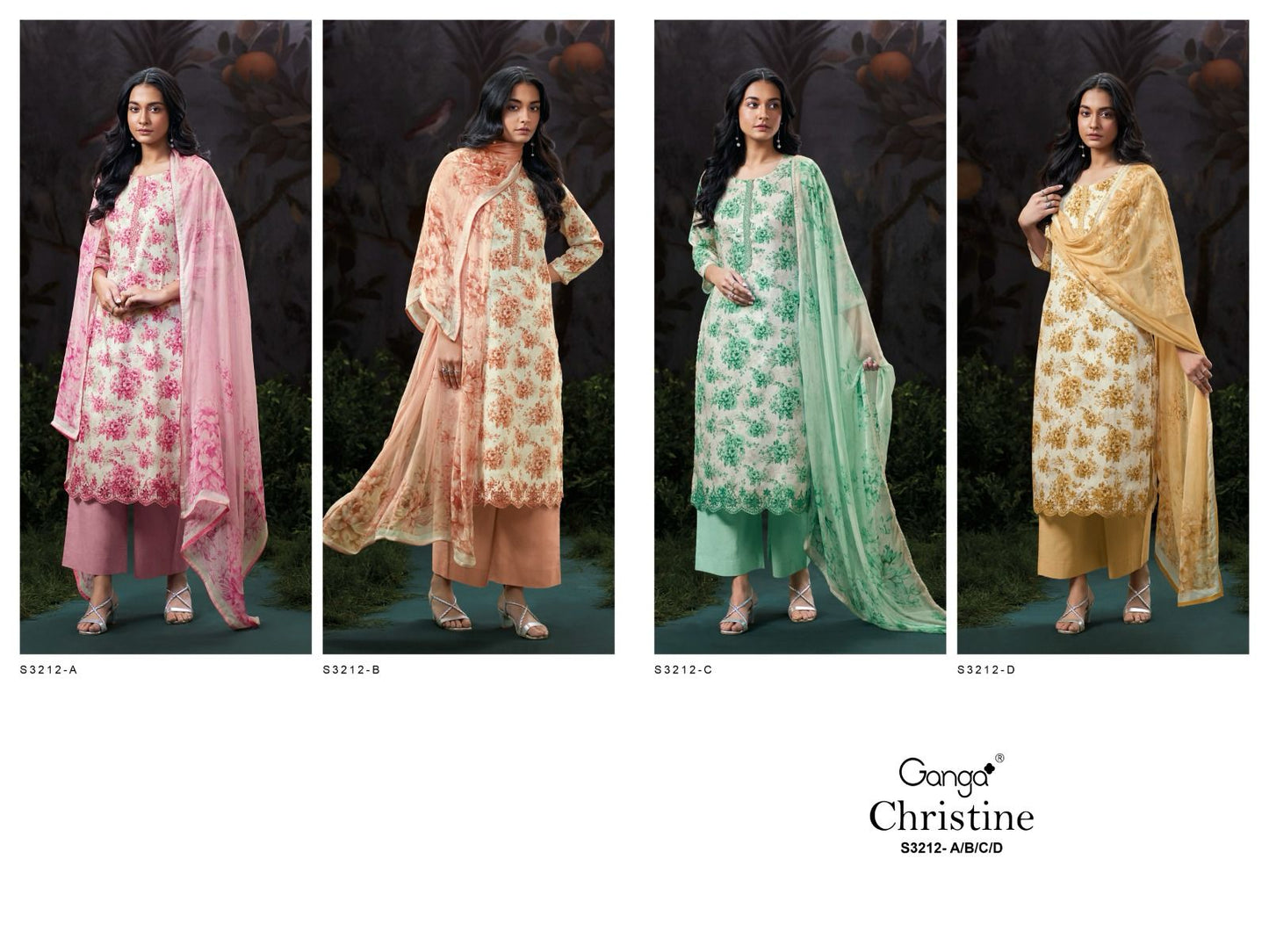 Christine 3212 Ganga Premium Cotton Plazzo Style Suits Exporter