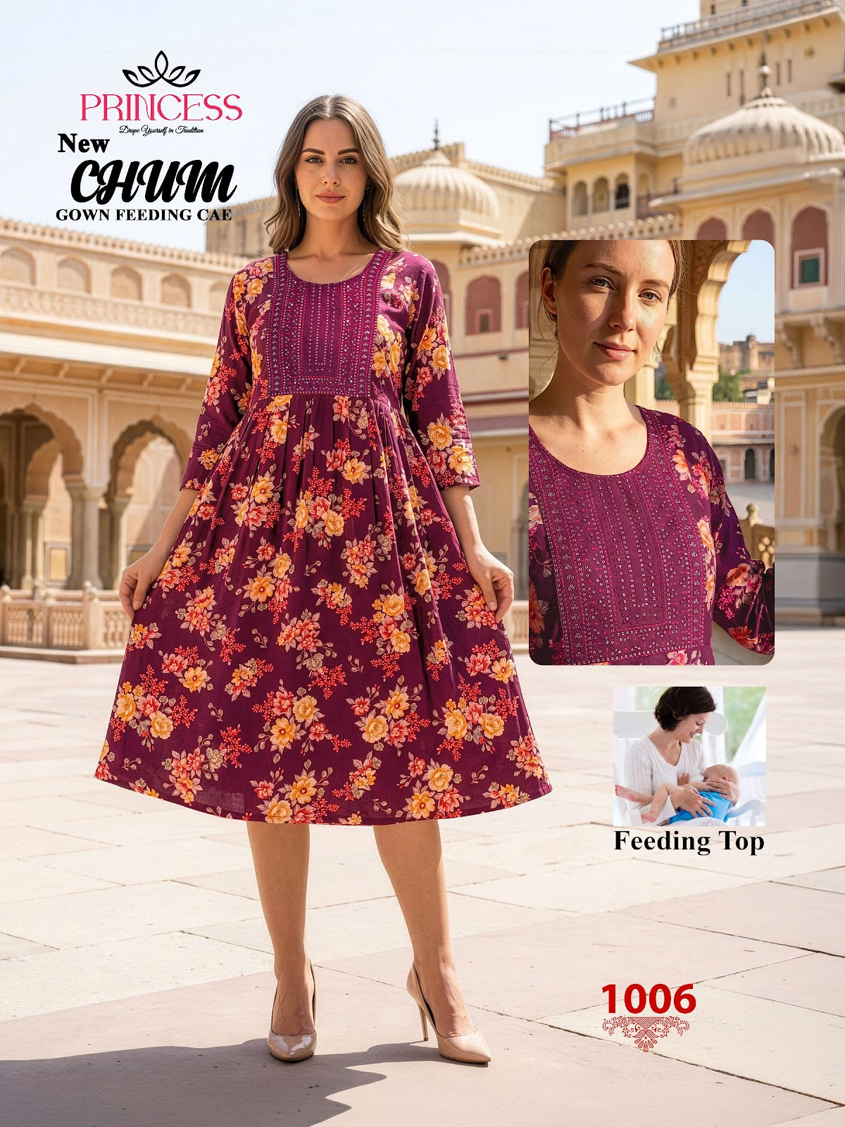 Chum Princess Creation Reyon Feeding Kurtis Exporter Gujarat