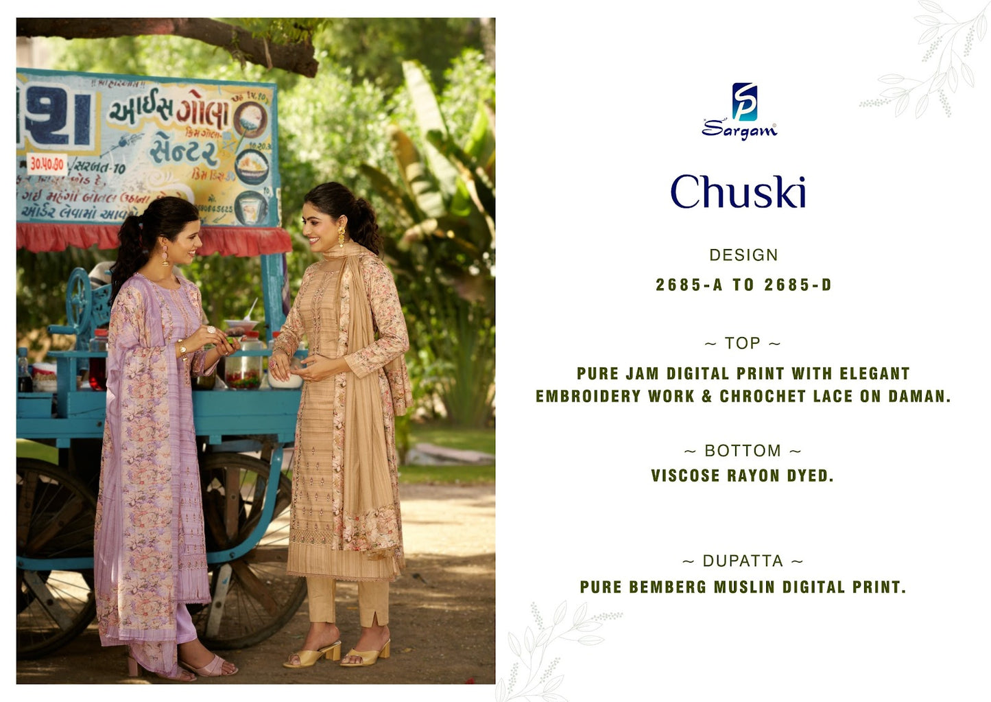 Chuski Sargam Prints Pure Jam Pant Style Suits Wholesale Price