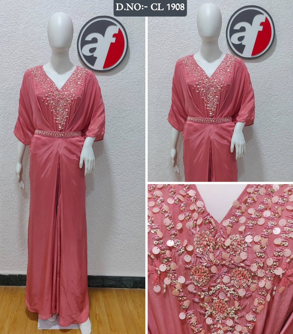 Cl 1908 Af Natural Crepe One Piece Gown Supplier