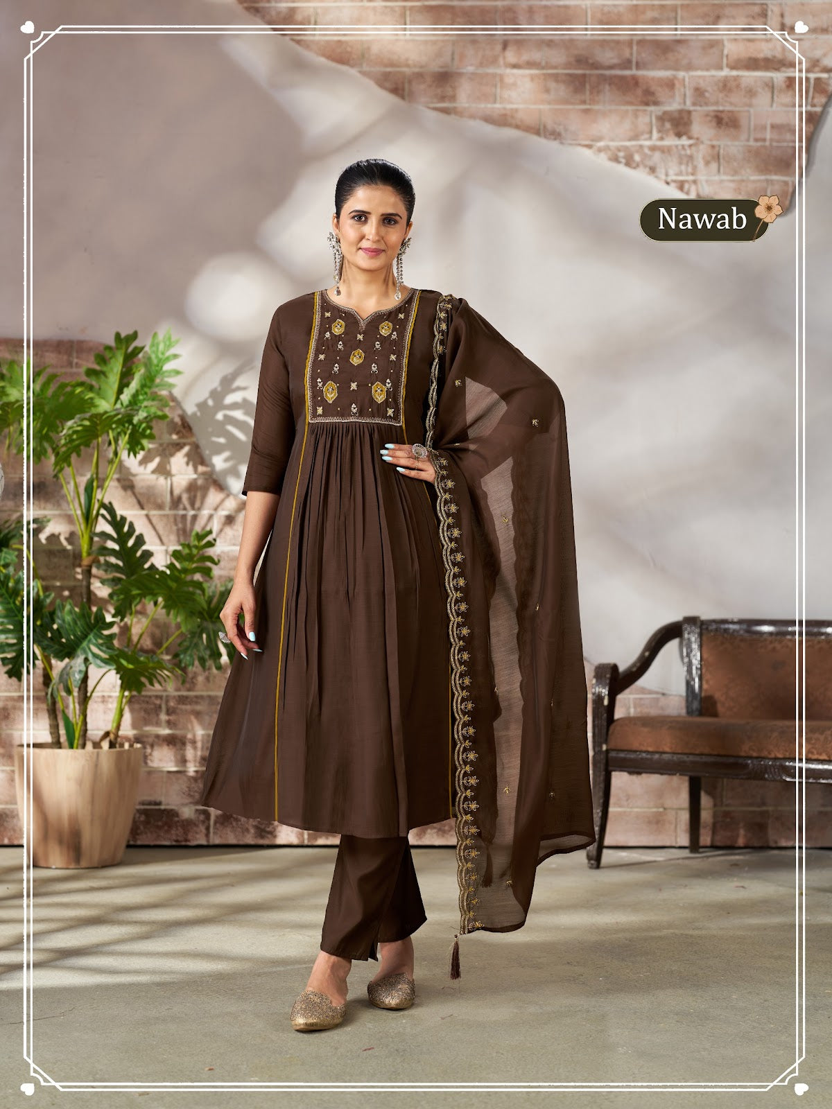 Classic Nawab Aksr Chanderi Readymade Anarkali Suits Wholesale
