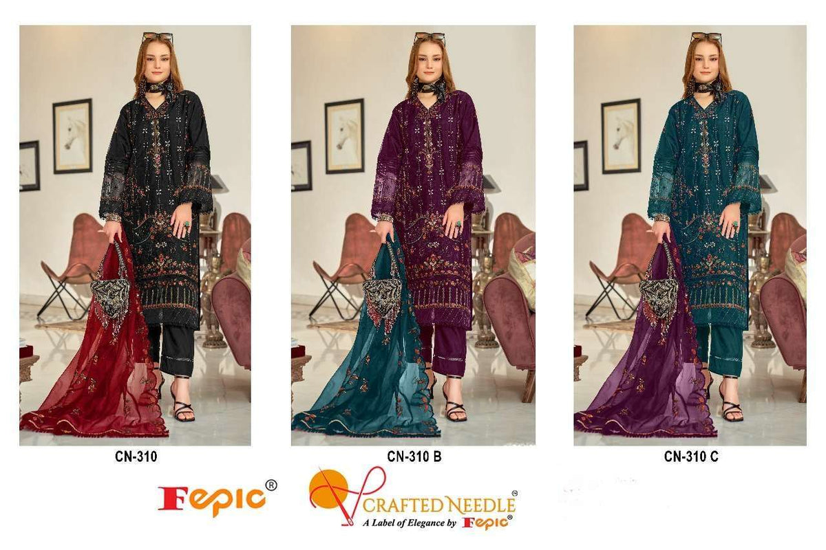 Cn 310 Fepic Organza Pakistani Salwar Suits Wholesaler India