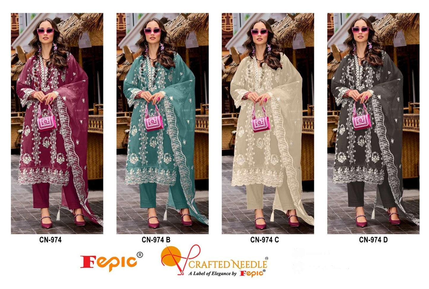 Cn 974 Fepic Organza Pakistani Readymade Suits Wholesale