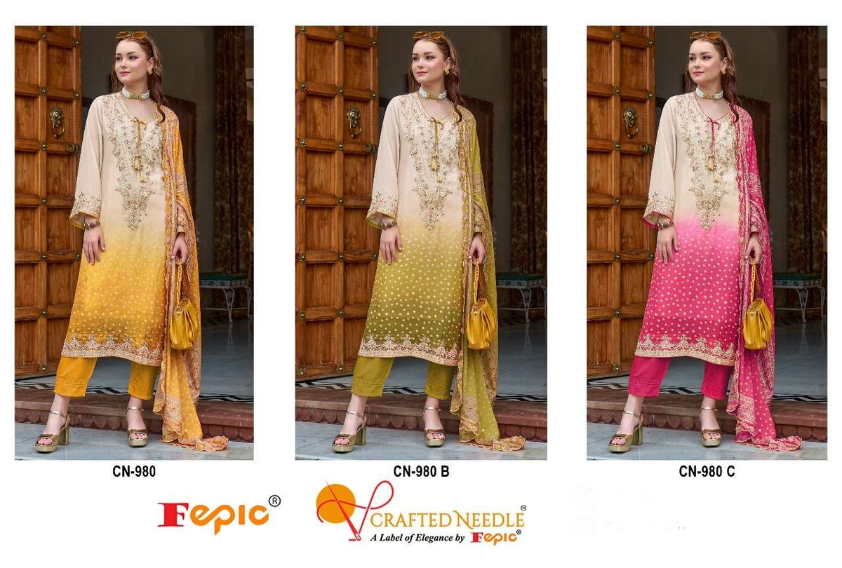 Cn 980 Fepic Chinon Pakistani Salwar Suits Wholesale