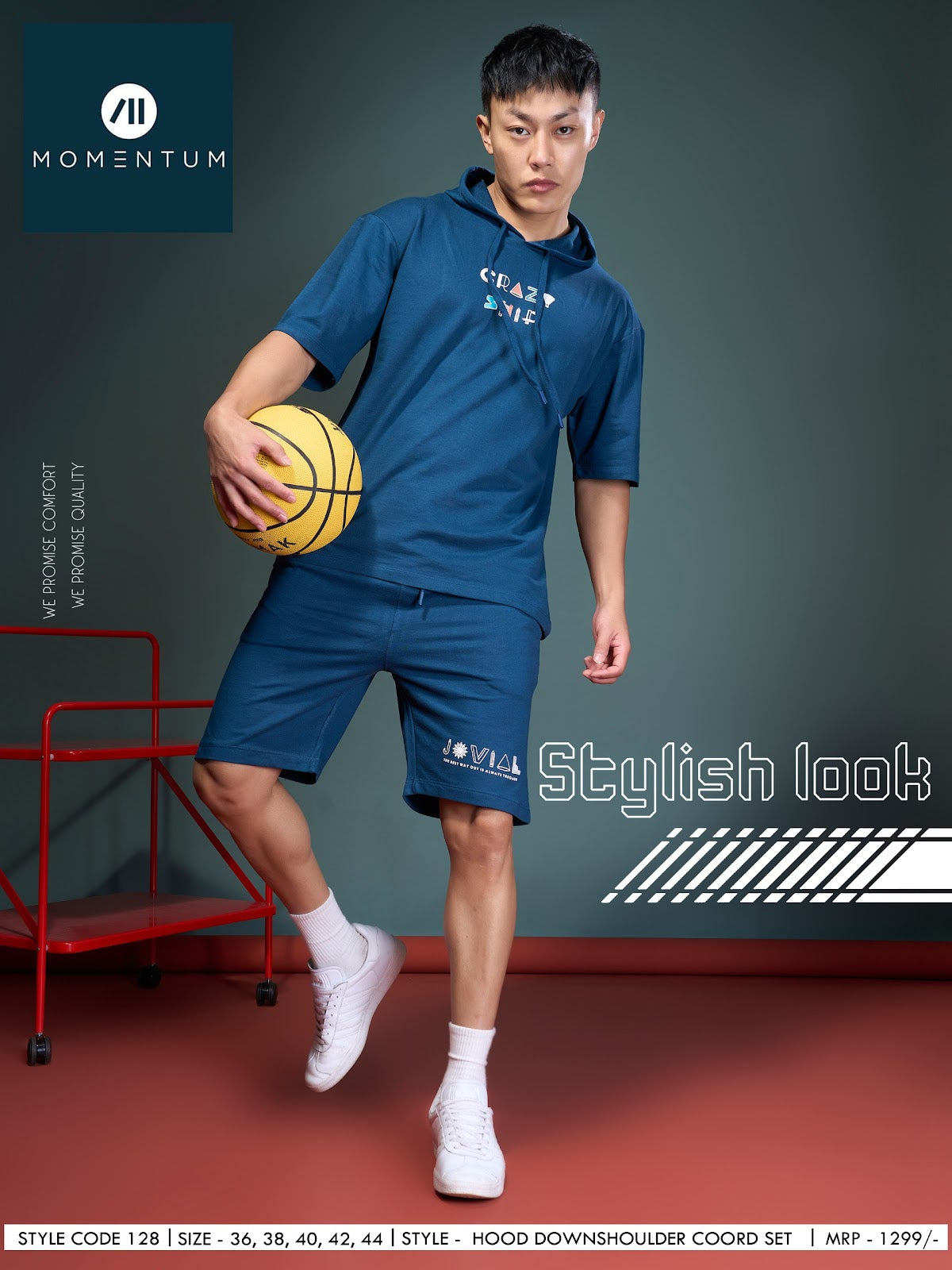 Code 128 Momentum Cotton Looper Mens Co Ord Set Wholesaler
