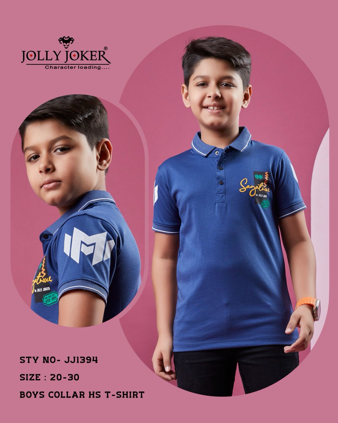 Collar Jj 1394 Jolly Joker Canvas Boys Tshirt Supplier