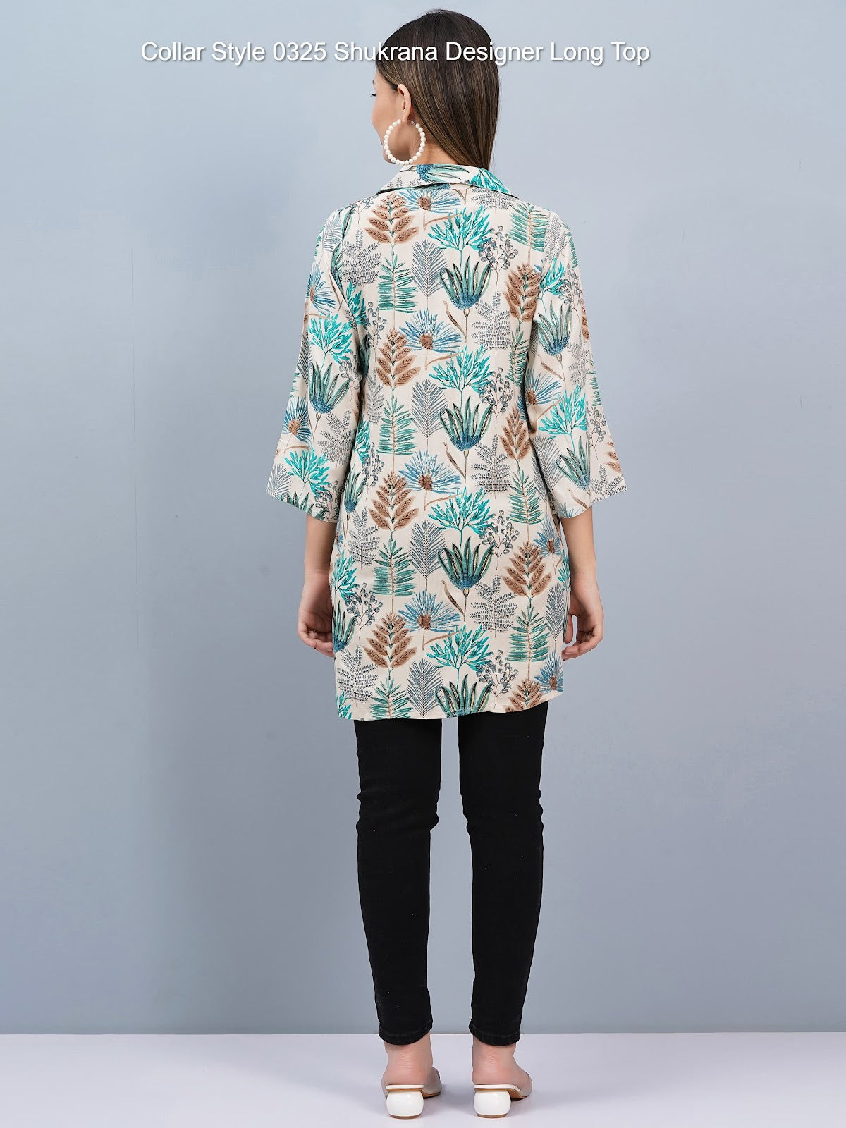 Collar Style 0325 Shukrana Rayon Foil Designer Long Top Supplier Ahmedabad