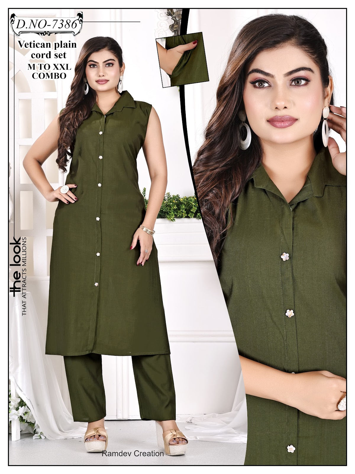 Collar Style 0905 Ramdev Creation Vatican Co Ord Set Exporter