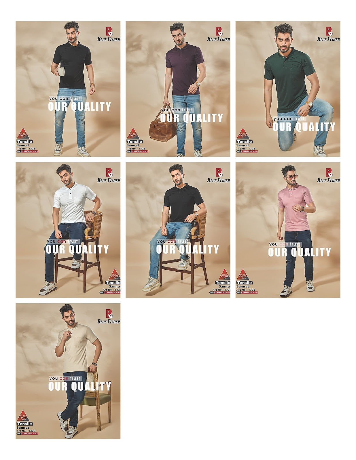 Collar Style Art No 1328 Blue Fisher Tencil Mens Tshirts Wholesale Price