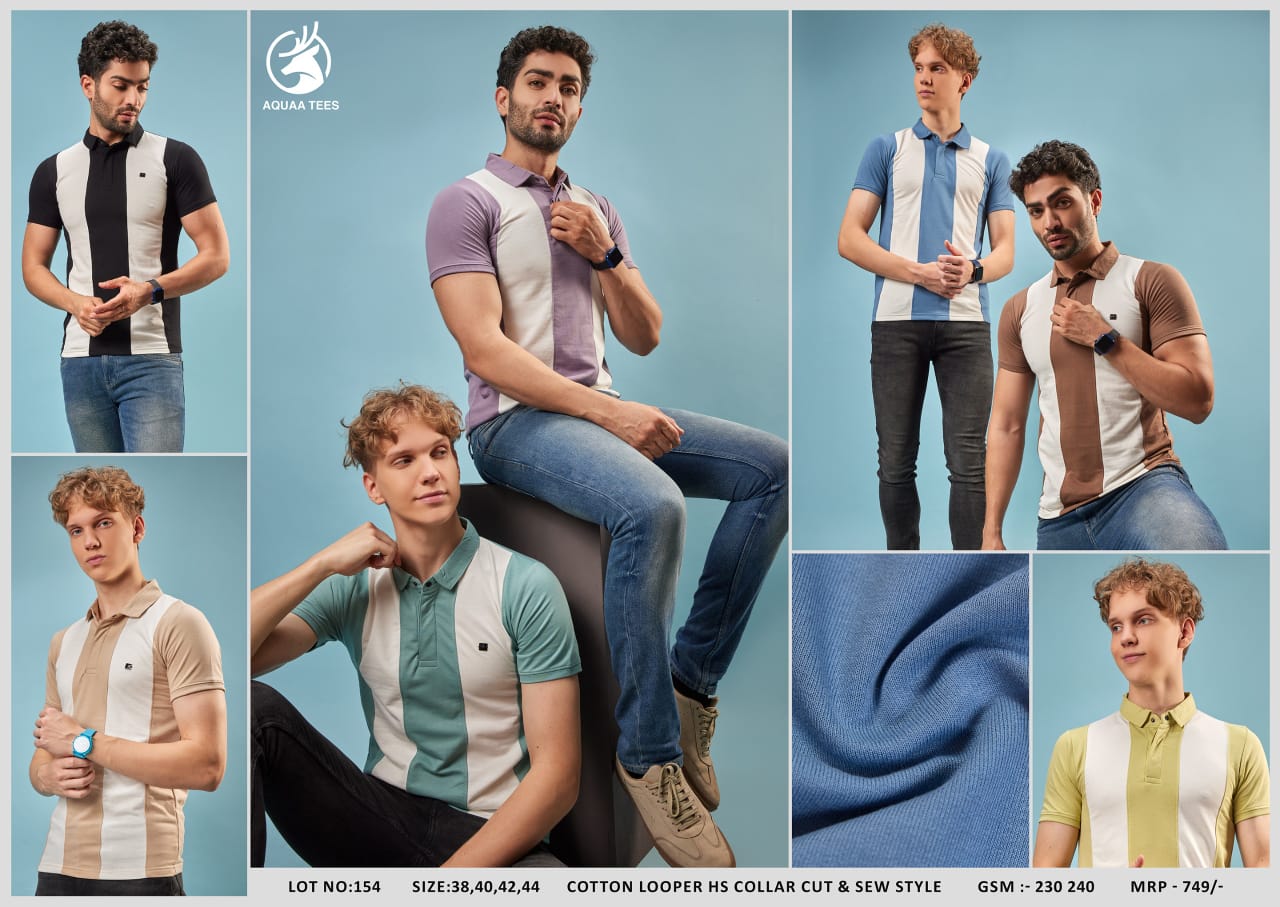 Collar Vol 154 Aquaa Tees Cotton Looper Mens Tshirts Manufacturer Gujarat
