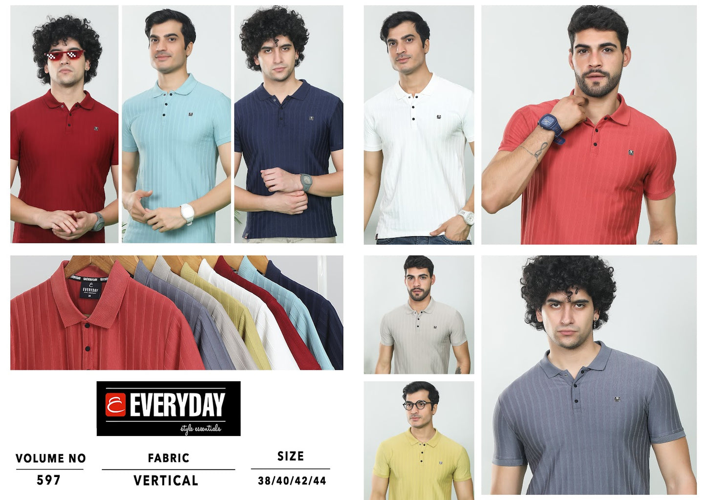 Collar Vol 597 Everyday Vertical Stripe Interlock Mens Tshirts Supplier