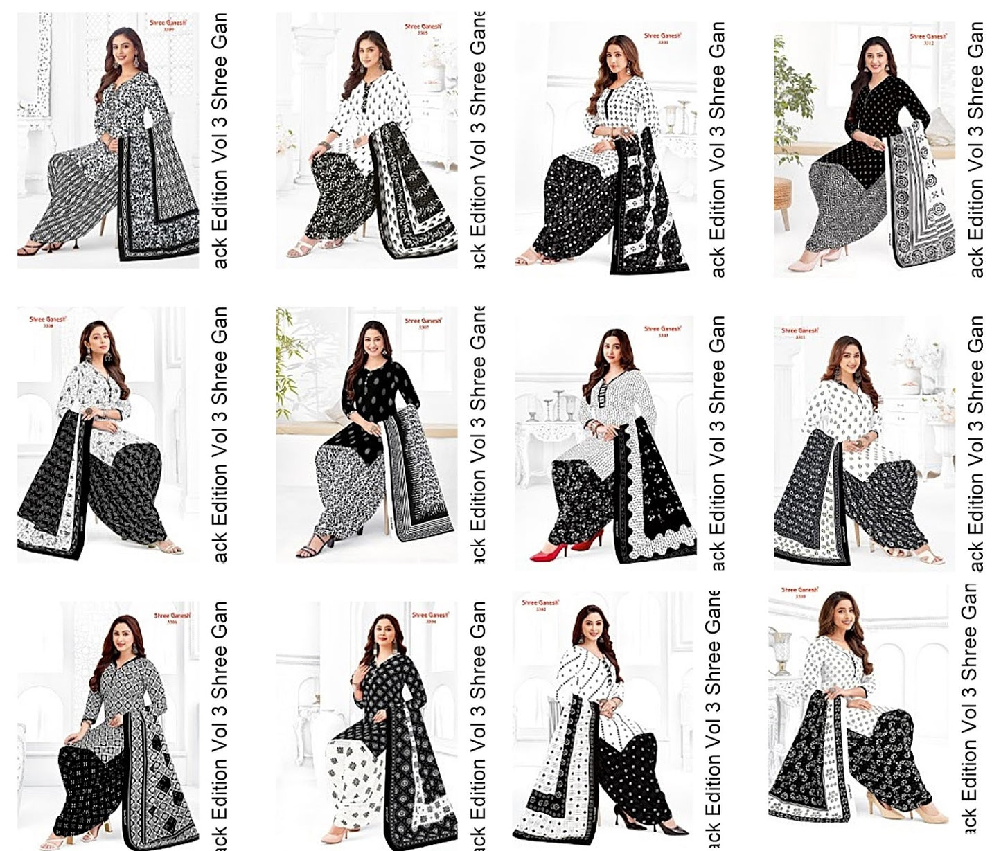 Colours Special White And Black Edition Vol 3 Shree Ganesh Cotton Dress Material Supplier India