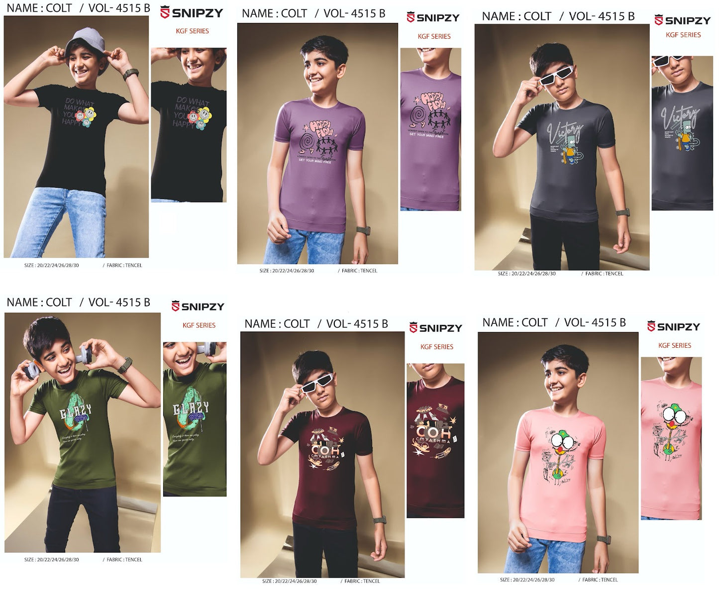 Colt Vol 4515 B Snipzy Tencil Lycra Boys Tshirt Wholesaler Gujarat