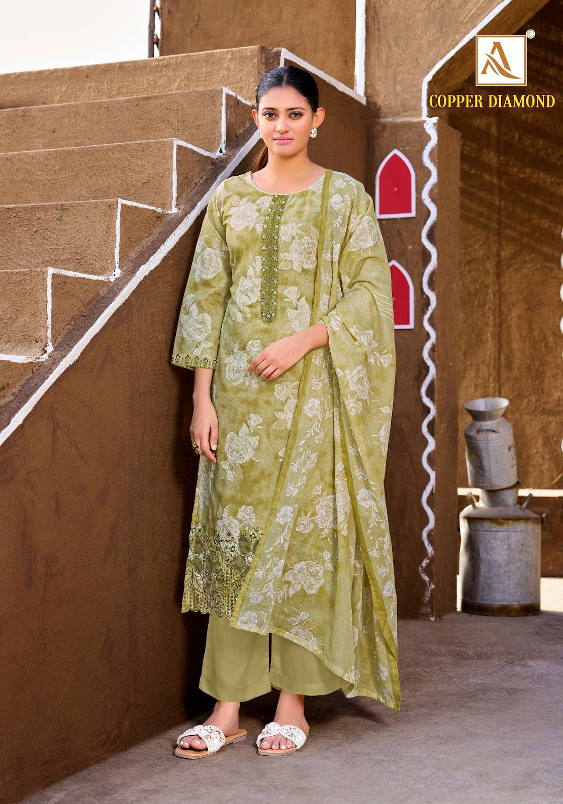 Copper Diamond Alok Cambric Cotton Karachi Salwar Suits Supplier Ahmedabad