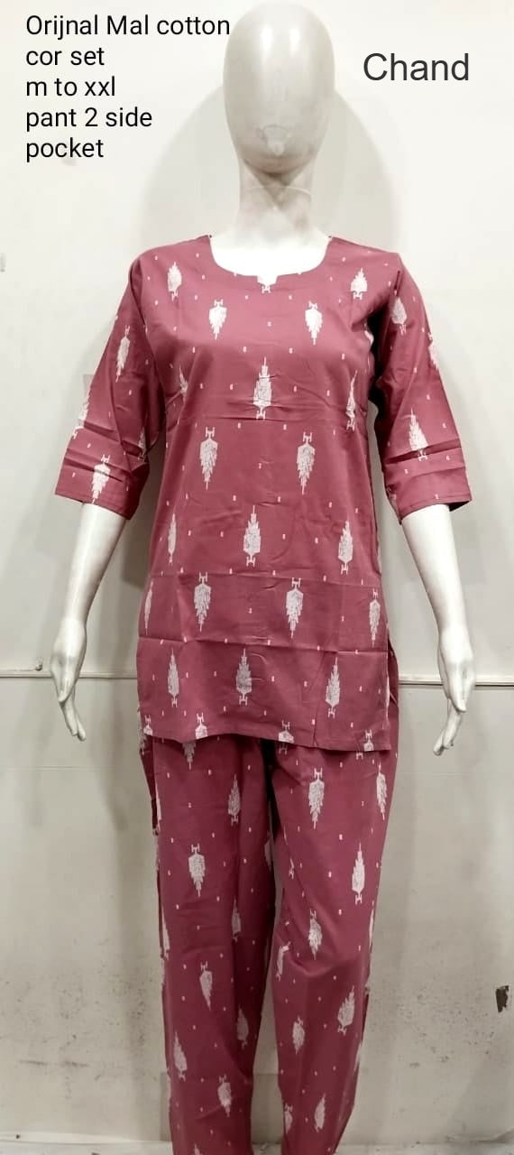 Cotton 0124 Chand Cambric Co Ord Set Wholesaler Gujarat