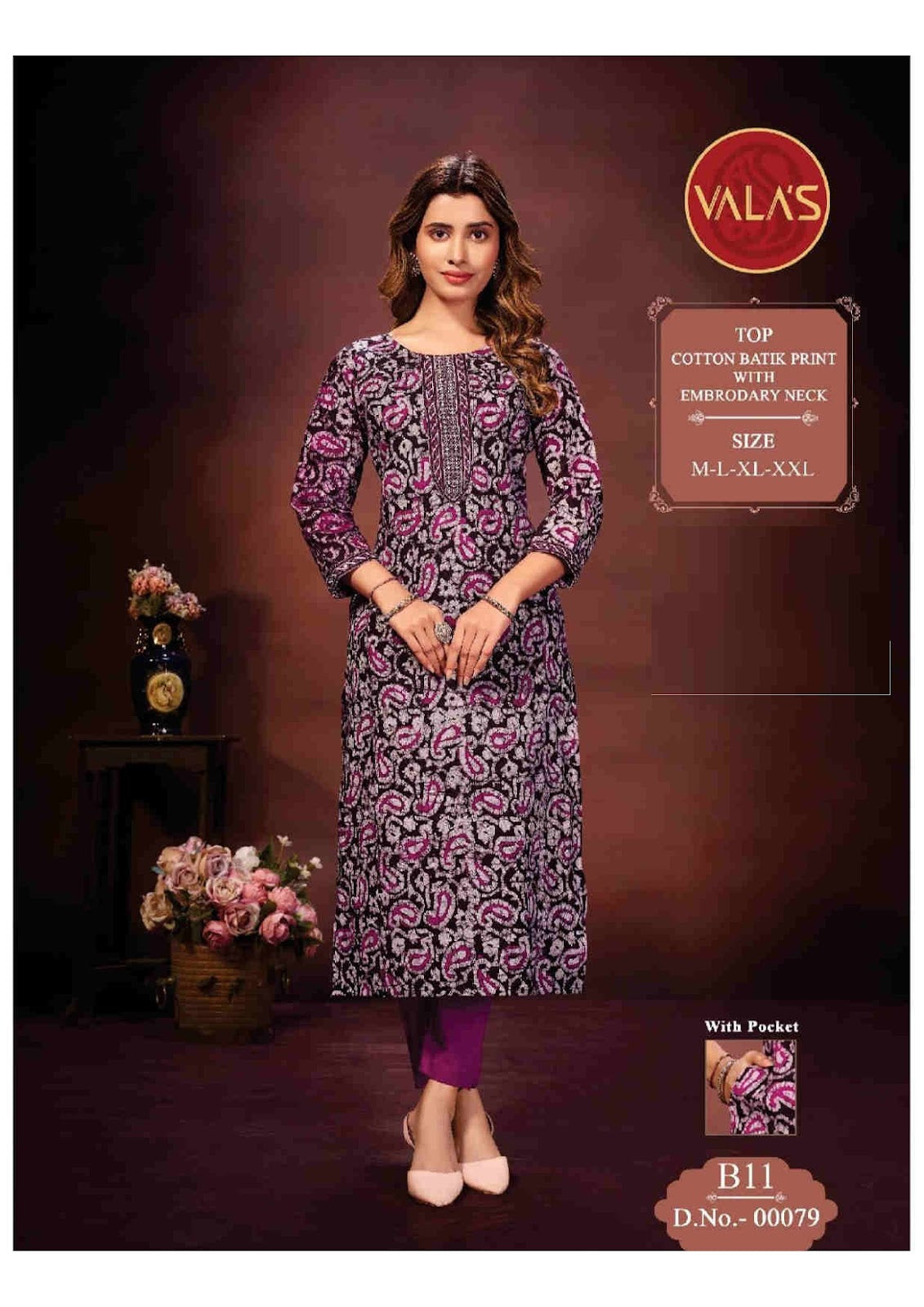 Cotton Batik Valas Straight Cut Kurtis Manufacturer Ahmedabad