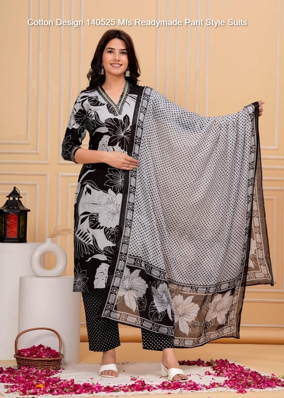 Cotton Design 140525 Mfs Readymade Pant Style Suits Wholesaler Ahmedabad