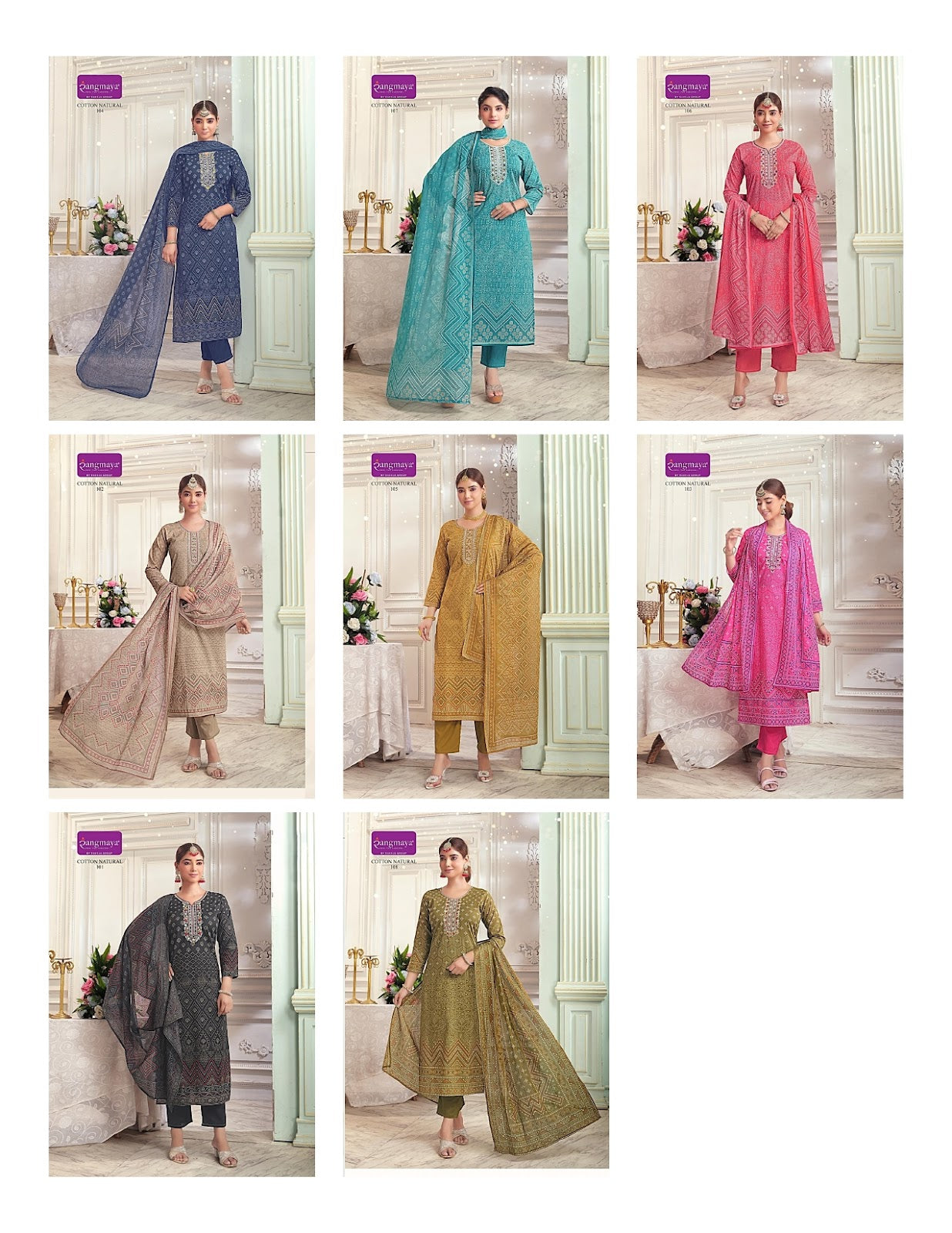Cotton Natural Rangmaya Readymade Pant Style Suits Wholesale Price