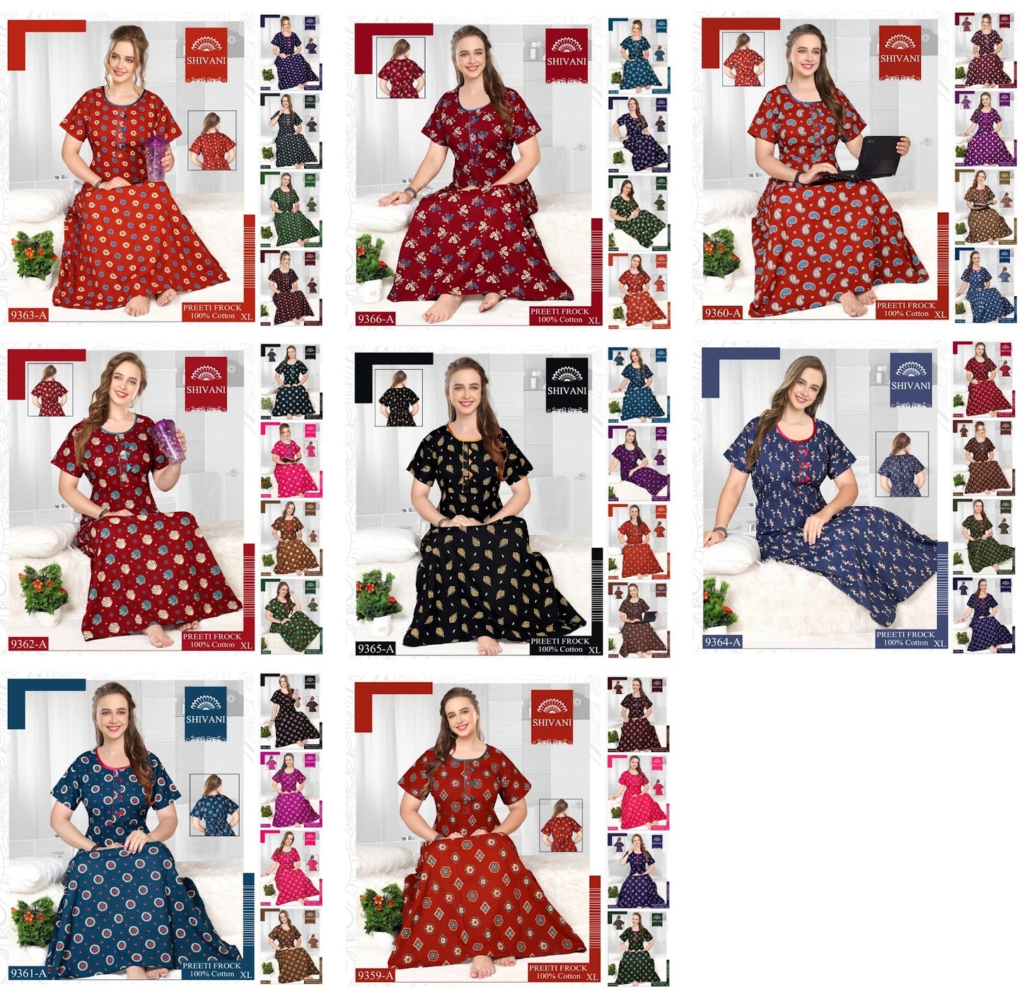 Cotton Preeti Shivani Night Gowns Wholesaler Ahmedabad