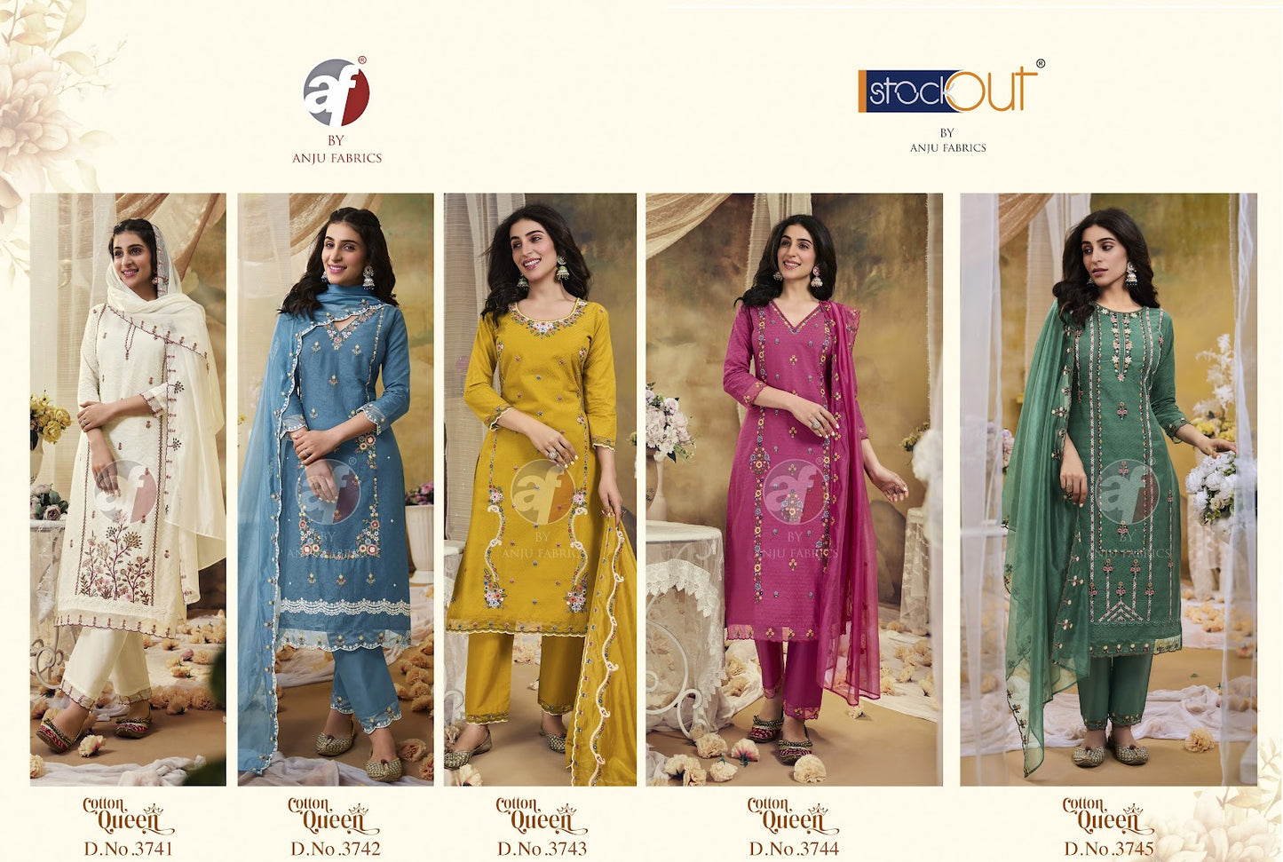 Cotton Queen Af Pure Cotton Readymade Pant Style Suits