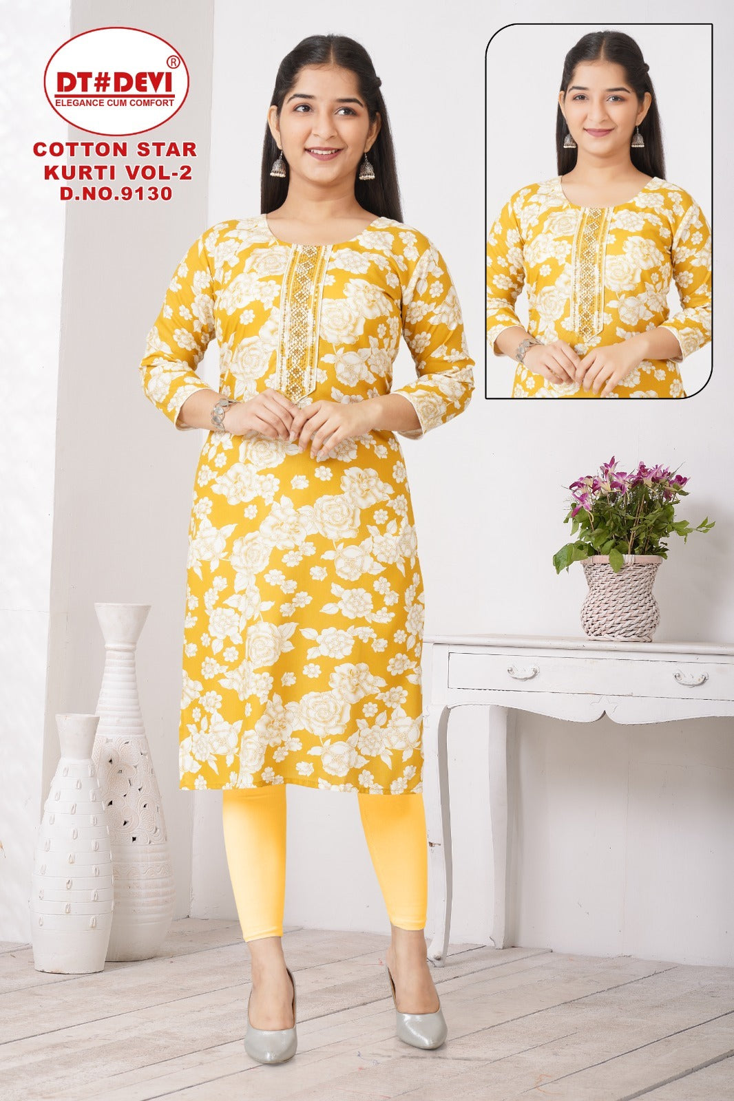 Cotton Star Vol 2 Dn 9130 Dt Devi Rayon Girls Kurti Wholesale Rate