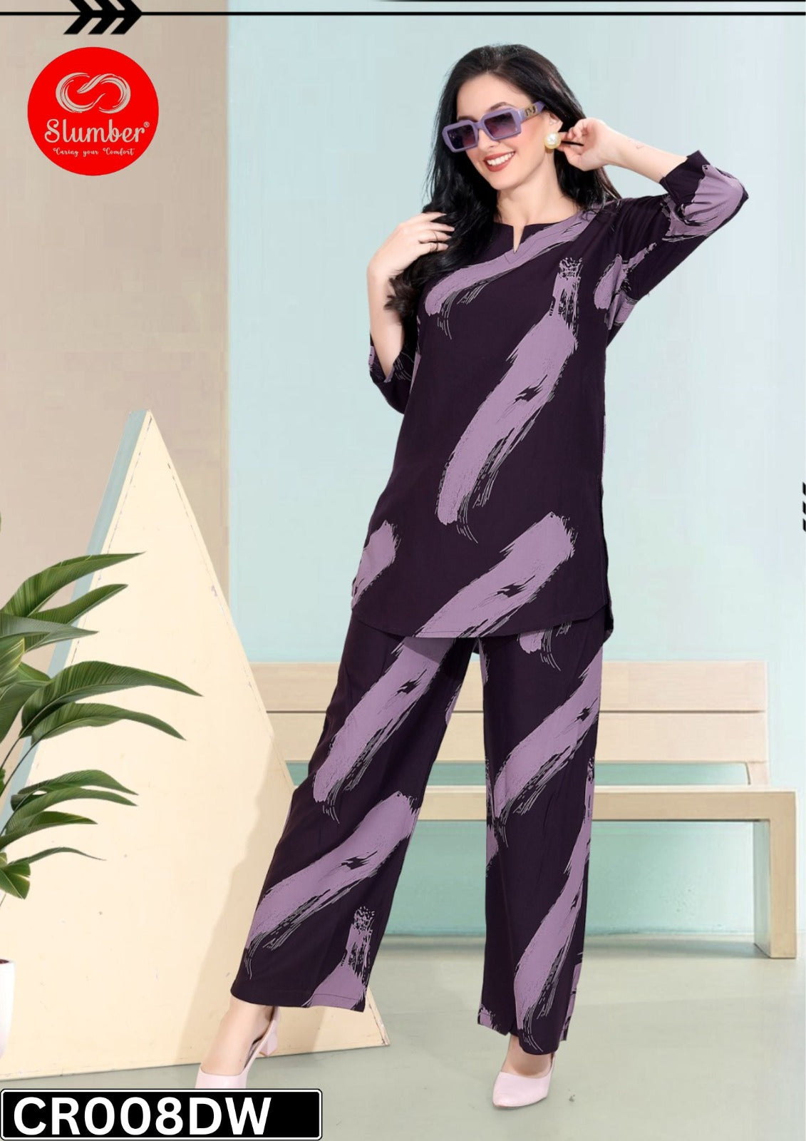 Cr008 New Colours Slumber Heavy Rayon Co Ord Set Manufacturer Gujarat