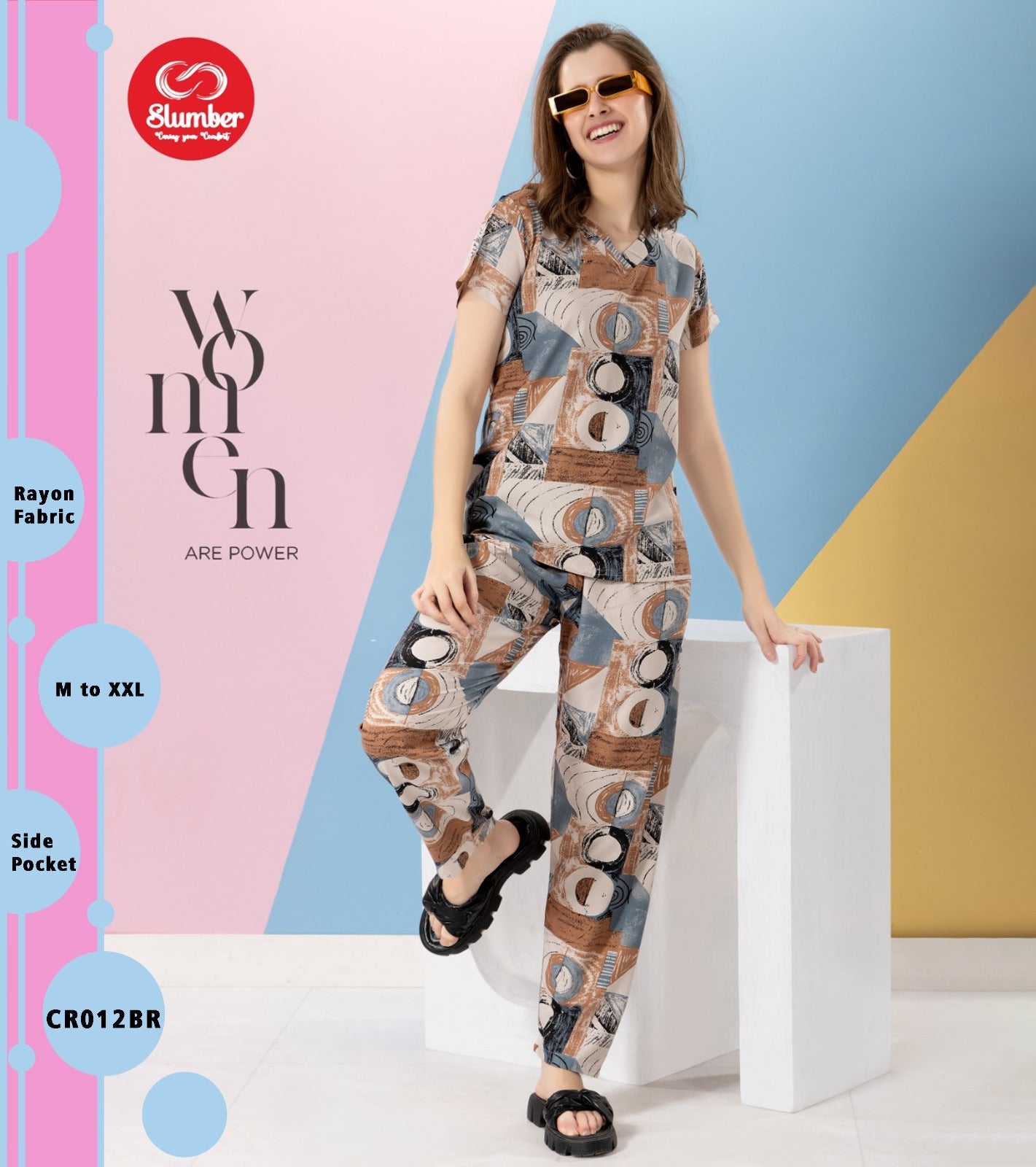 Cr012 Slumber Heavy Rayon Co Ord Set Wholesale Price