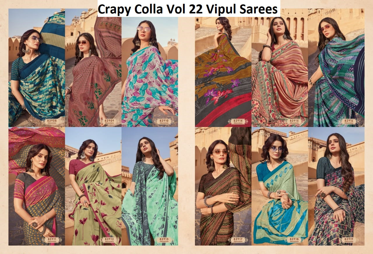 Crapy Colla Vol 22 Vipul Crape Sarees Manufacturer