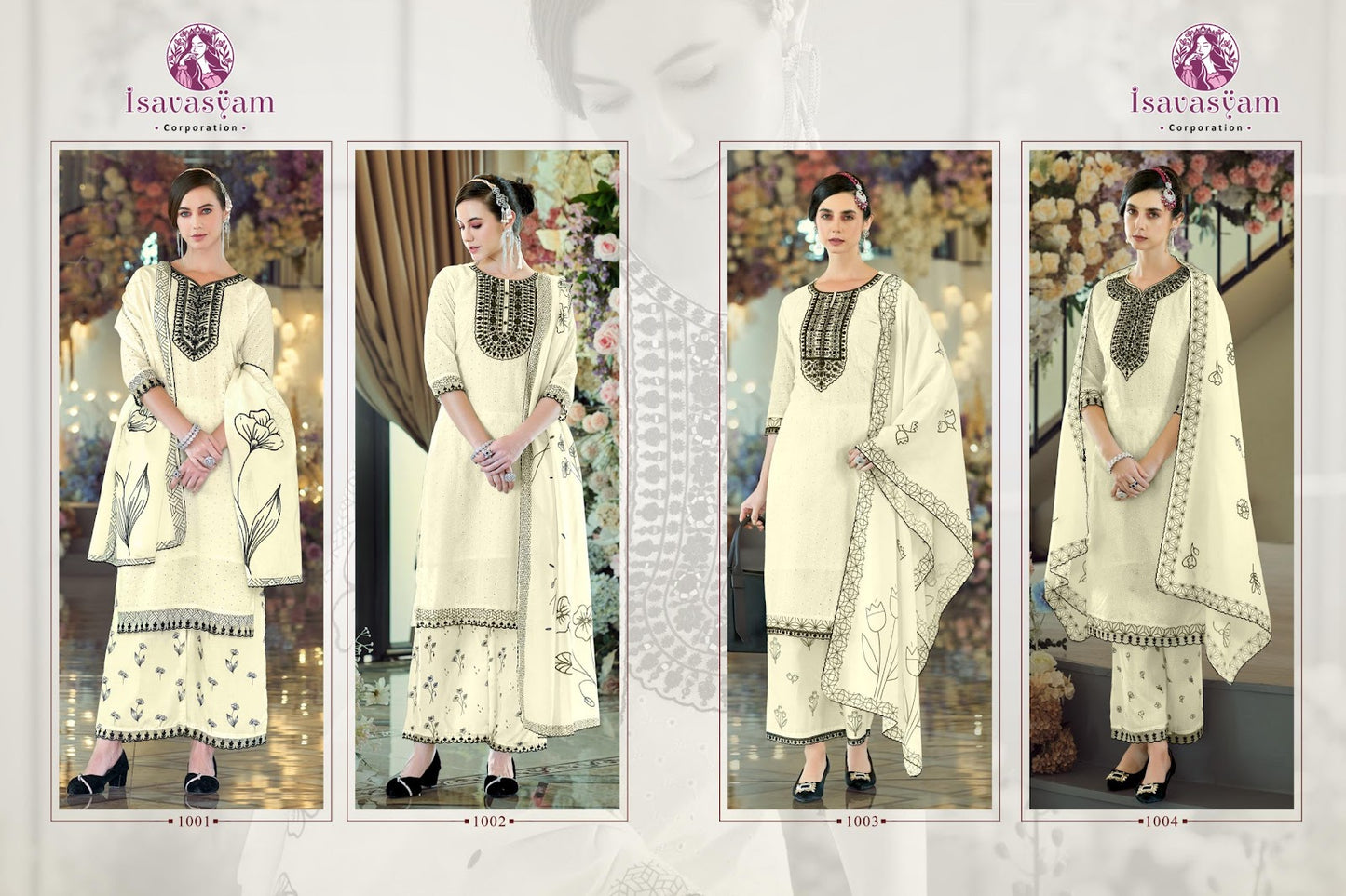 Cream Kashish Isavasyam Cotton Readymade Plazzo Style Suits Supplier Gujarat