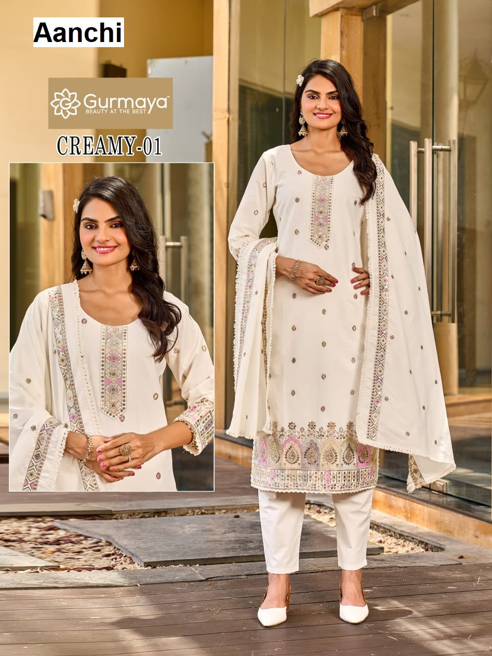 Creamy Gurmaya Aanchi Readymade Cotton Pant Suits Exporter