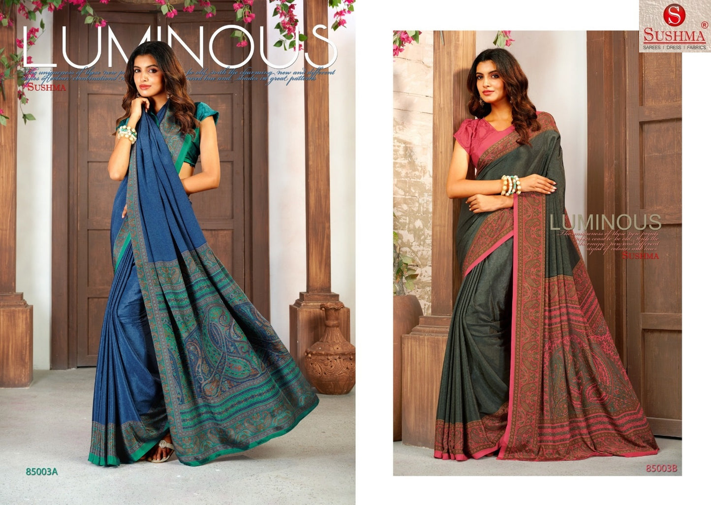 Credible Sushma Crape Printed Sarees Supplier Gujarat