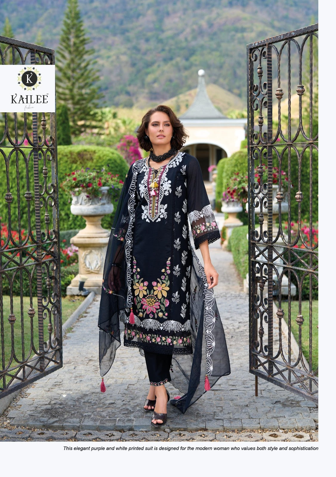 Cressa Black And White Kailee Fashion Cotton Afghani Readymade Suit Exporter India