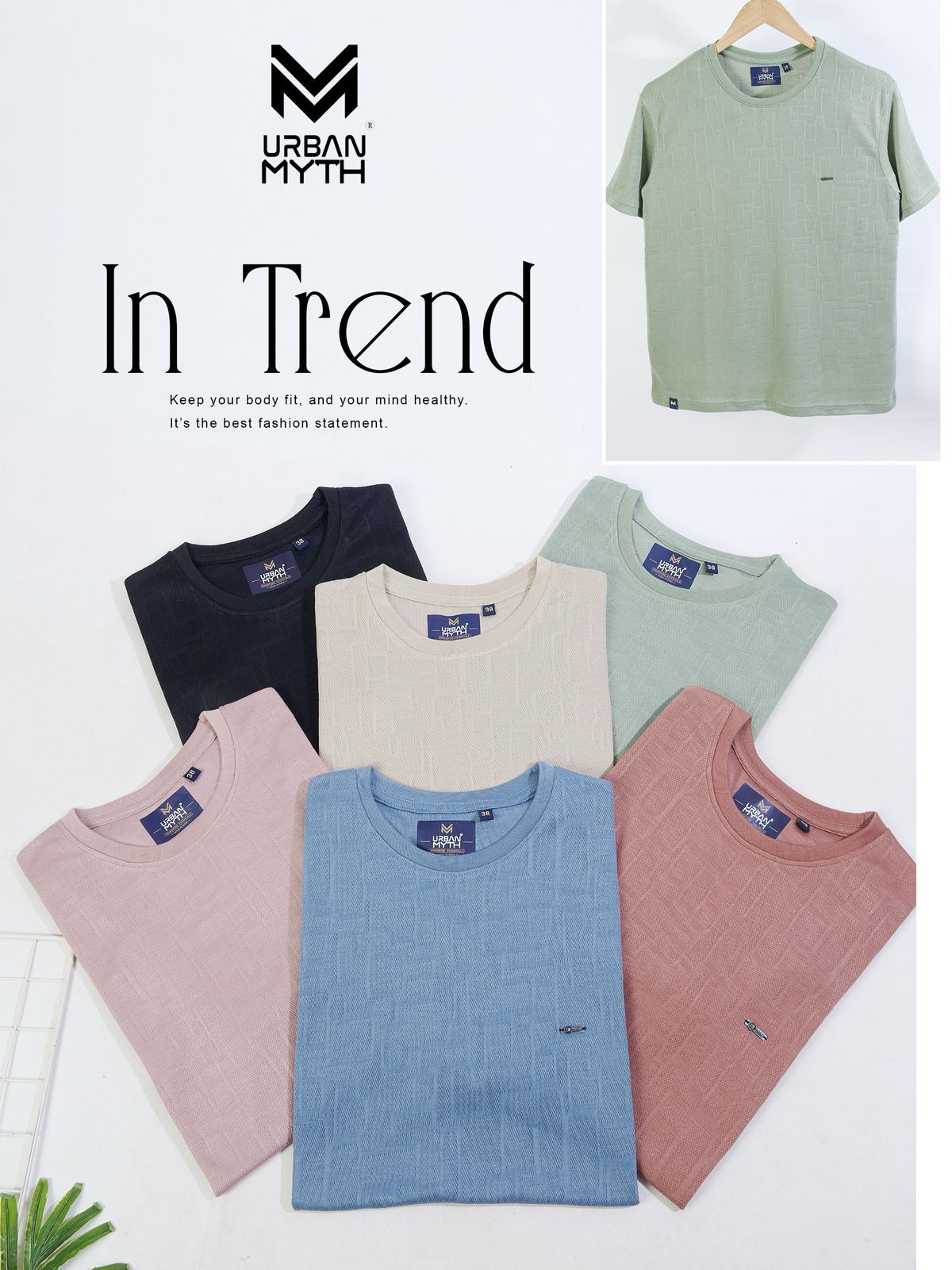 Crew Neck Um 161 Urban Myth Jacquard Knit Mens Tshirts Exporter Ahmedabad